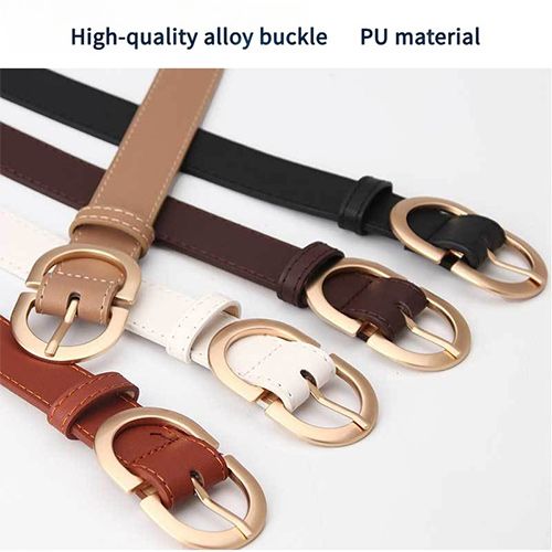 PINCHUAN Womens Belt - Leather Belt Ladies Casual for Jeans Pants Dress - Belts with Gold Buckle for Women Fashion