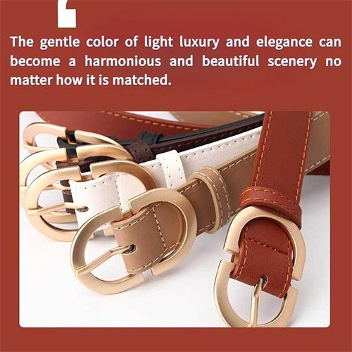 PINCHUAN Womens Belt - Leather Belt Ladies Casual for Jeans Pants Dress - Belts with Gold Buckle for Women Fashion