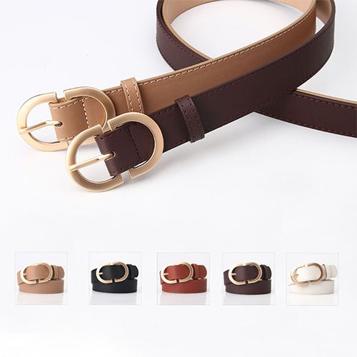 PINCHUAN Womens Belt - Leather Belt Ladies Casual for Jeans Pants Dress - Belts with Gold Buckle for Women Fashion