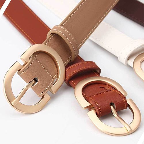 PINCHUAN Womens Belt - Leather Belt Ladies Casual for Jeans Pants Dress - Belts with Gold Buckle for Women Fashion