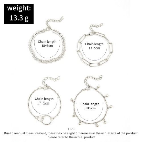 PINCHUAN 4 Pcs Gold Plated Bracelets for Women Non Tarnish, Stack Layered Chain Bracelets Waterproof Link Cuff Bracelet Mothers' Day Jewelry Gifts