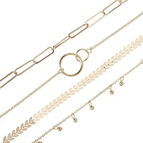 PINCHUAN 4 Pcs Gold Plated Bracelets for Women Non Tarnish, Stack Layered Chain Bracelets Waterproof Link Cuff Bracelet Mothers' Day Jewelry Gifts