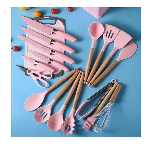 19 PCs Silicone Spoon Set With Knives AND A cutting Board NO MORE HUSTLE BUY ONE ITEM AT A TIME AT A VERY HIGH COST BUY OUR SILICONE WHICH HAS A WHOLE SET OF KITCHEN FLATWARE