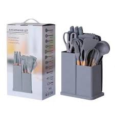 19 PCs Silicone Spoon Set With Knives AND A cutting Board NO MORE HUSTLE BUY ONE ITEM AT A TIME AT A VERY HIGH COST BUY OUR SILICONE WHICH HAS A WHOLE SET OF KITCHEN FLATWARE