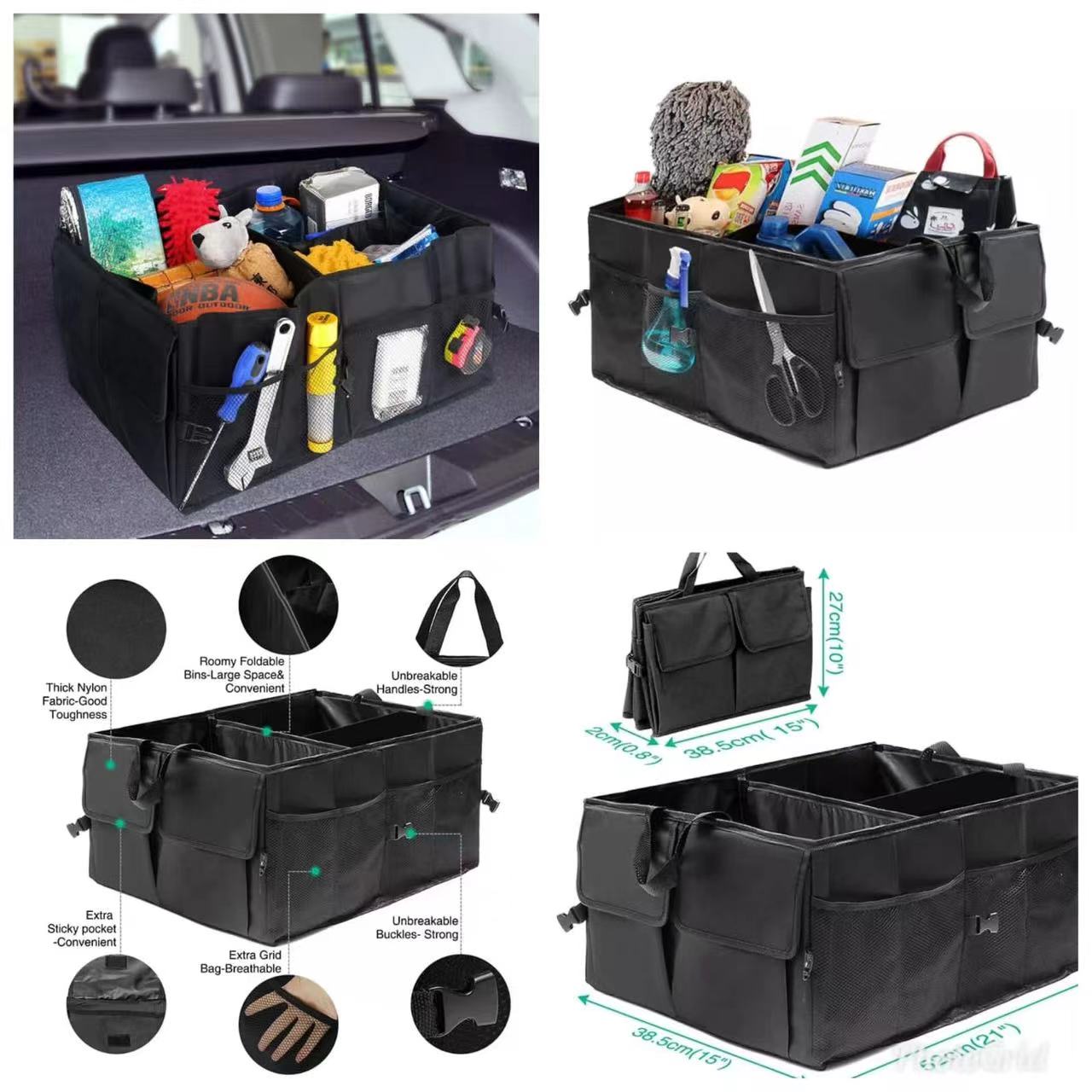 Big boot Back  Storage Bag Collapsible Waterproof Multi Compartments Car Storage Organizer with Foldable Cover