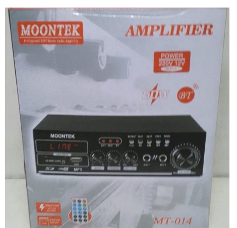 mini Bluetooth HiFi Stereo Audio Amplifier with remote and free cleaning gel,  MOONTEK MT-014 HIFI STEREO AMPLIFIER with Mic Ports (Supports Bluetooth)