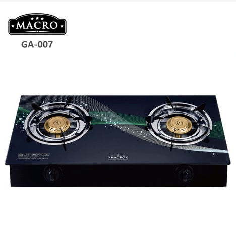 Macro 2 Burner Glass Table top Gas Stove Impulse Ignition Double Burner Saving Gas cooker