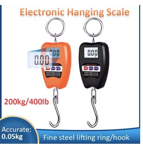 Digital weighing machine 200Kgs + Free Batteries Digital hanging scale Hanging Weight Scale Industrial Heavy Duty for Farm, Hunting, Bow Draw Weight, Big Fish & Hoyer Lift with Accurate Sensor Digital