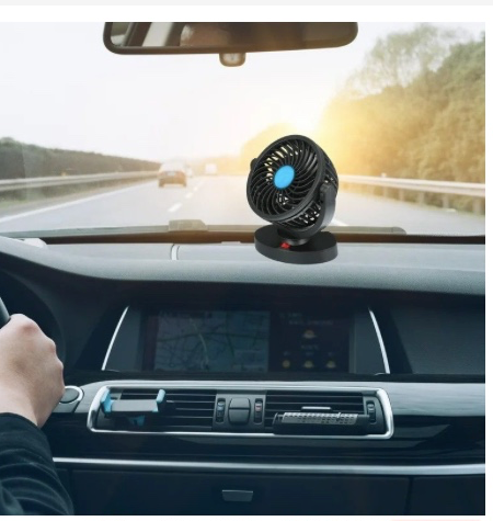 12V DC Electric Car Single Head Fan – 360 Degree Rotatable Dashboard Air Fan with Adjustable Powerful Cooling, Compact Car Auto Climate Cooler