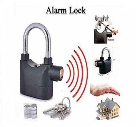 Kin Bar Tamper-proof Security Alarm Padlock Lock (Big)