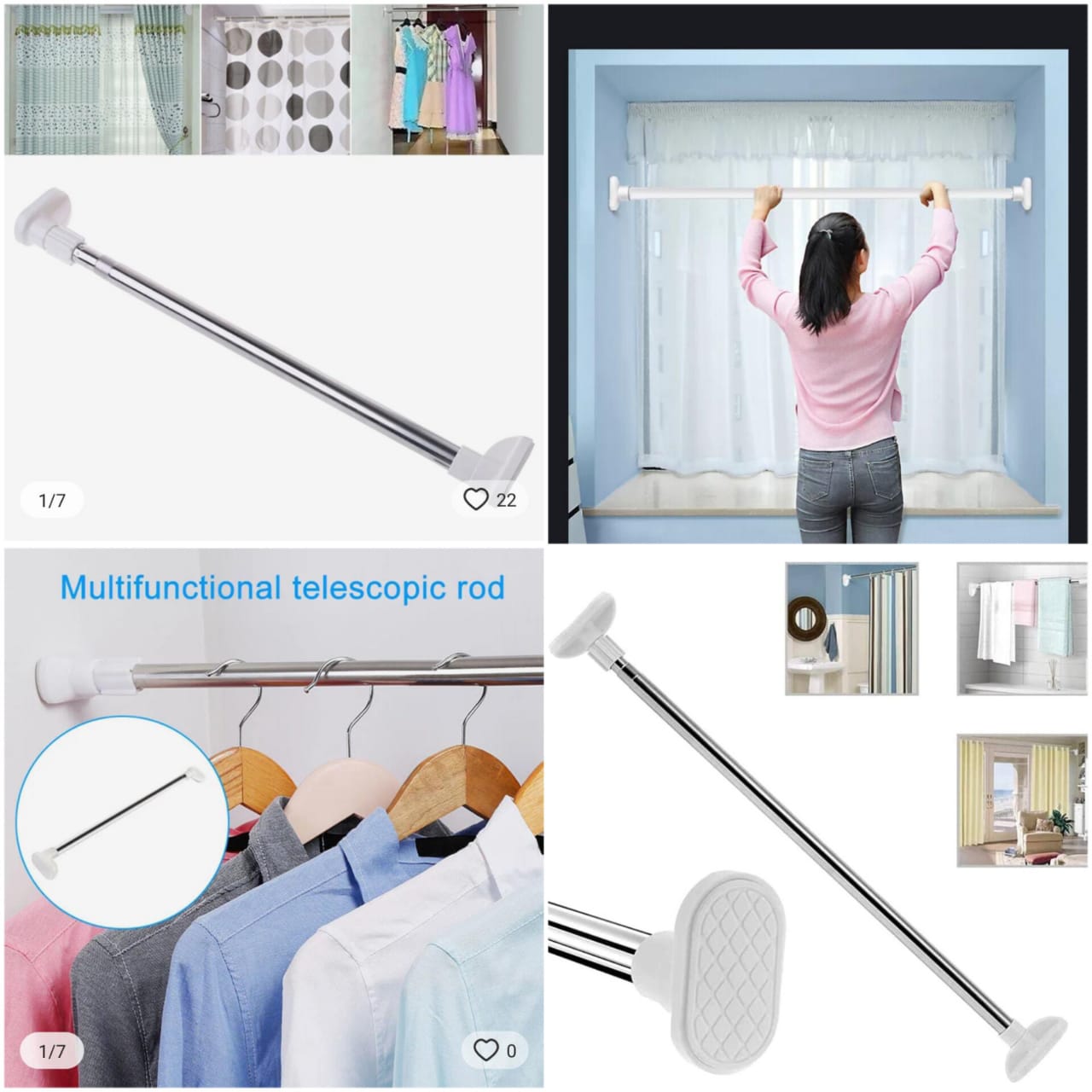 Best price for Multipurpose extendable telescopic rod . Color-Silver ...