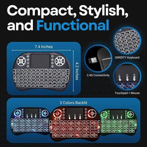 Wireless Mini Keyboard Remote Control Touchpad Mouse Combo Controller With RGB Backlit For Android TV Box Smart TV With OS+USB PC Computer Laptop Window OS HTPC Home Theater PC