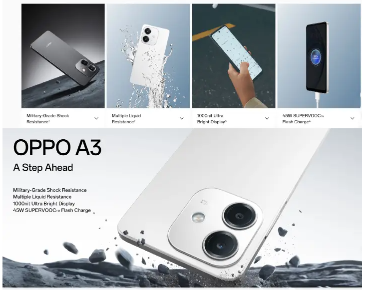 OPPO A3 8GB + 256GB 45W SUPERVOOCTM Flash Charge DUAL SIM 50MP Camera 6.67" inches Androind 14 Smartphones