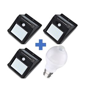 Solar Sensor Wall Light (3 Pcs) Plus Free Motion Sensor Bulb