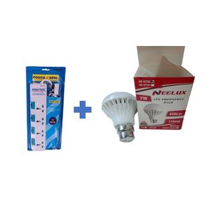 Power King 4 Way Extension Cable Plus Free Energy Saver Bulb.