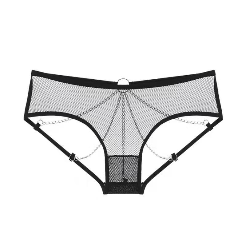 Hot Sexy Women Panties Lace Metal Chain G String Girls Briefs Mesh Hollow Out Thong Erotic Underwear Low Waist Female Intimates