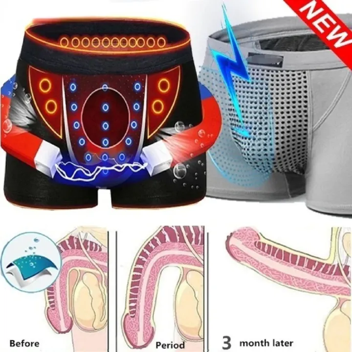 2pcs/pack Men's Boxer Briefs Magnetic Therapy Health Panties 63 Magnet Reinforced Boxer Briefs Underwear Shorts Energy Field Therapy Men'S Long-Lasting Underwear L XL XXL XXXL 4XL 5XL Briefs