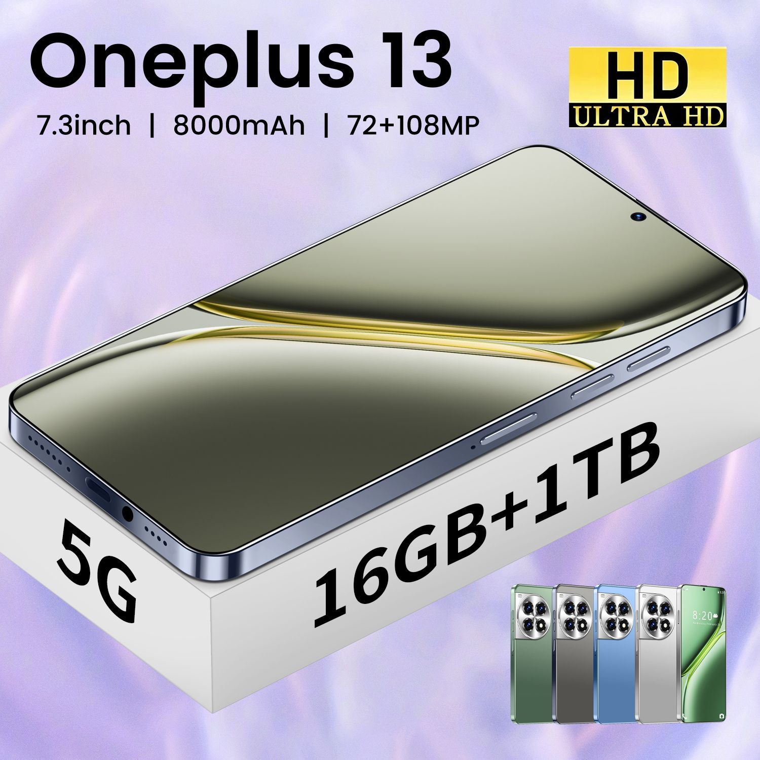 2024 One Plus 13, CPU: Snapdragon 8gen2 7.3 inches, resolution 1440*3040, network 5G, memory 16GB+1TB, pixel 7200W+10800W, battery 8000mah, Bluetooth 4.0, Android 13. Black/white/green/blue