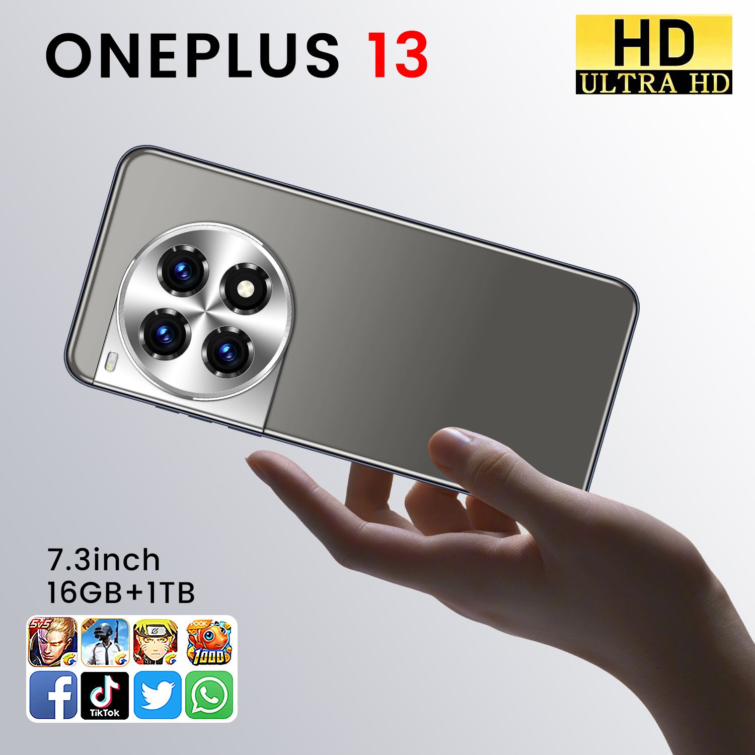 2024 One Plus 13, CPU: Snapdragon 8gen2 7.3 inches, resolution 1440*3040, network 5G, memory 16GB+1TB, pixel 7200W+10800W, battery 8000mah, Bluetooth 4.0, Android 13. Black/white/green/blue