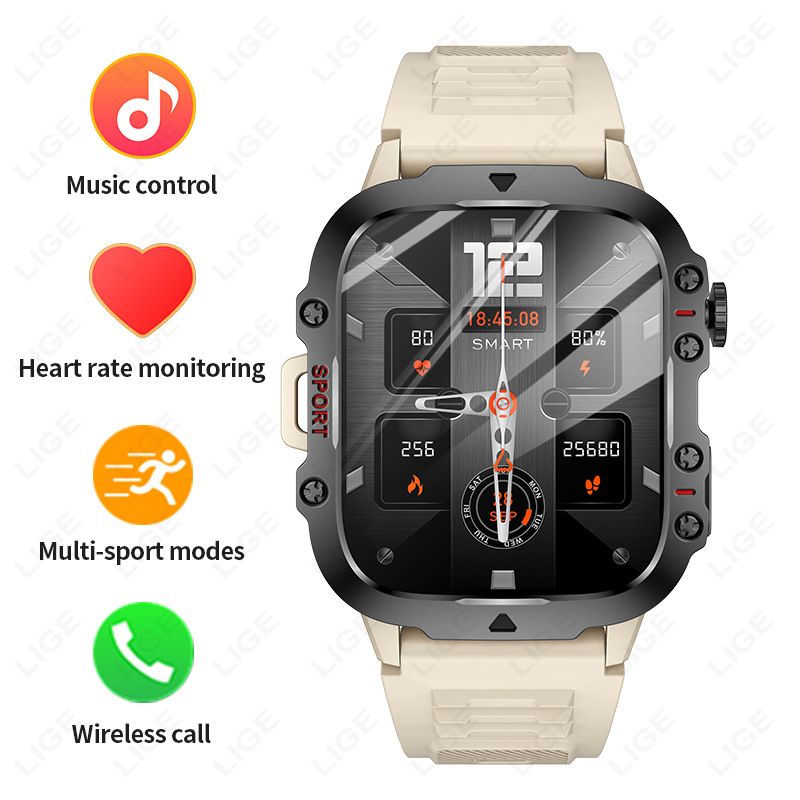 2025 New For Xiaomi Military Smart Watch Men IP68 5ATM Outdoor Sports Fitness Tracker Health Monitor 1.96" BT Call Smartwatch