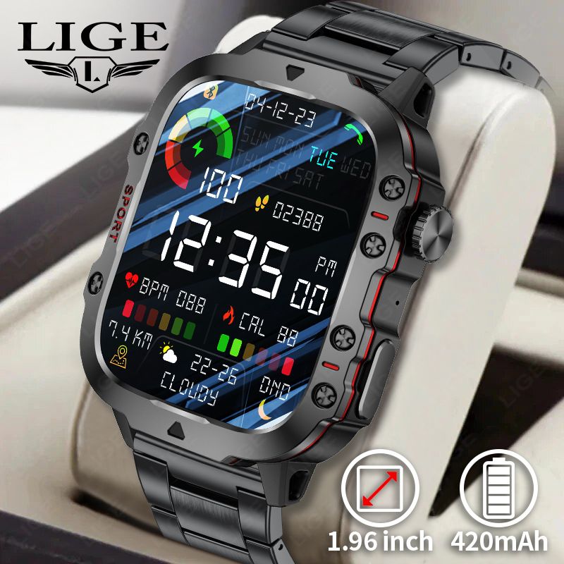 2025 New For Xiaomi Military Smart Watch Men IP68 5ATM Outdoor Sports Fitness Tracker Health Monitor 1.96" BT Call Smartwatch
