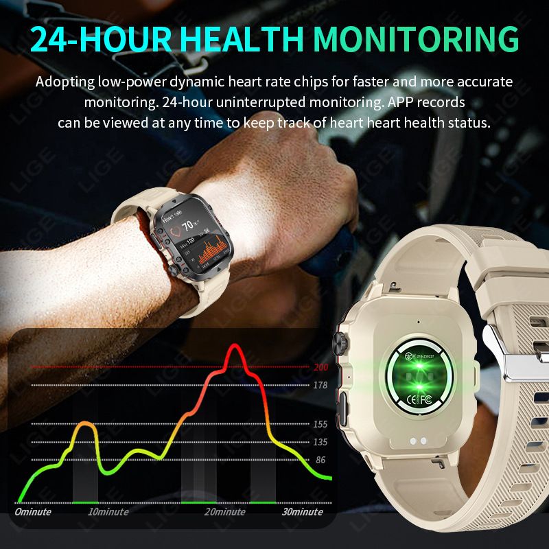 2025 New For Xiaomi Military Smart Watch Men IP68 5ATM Outdoor Sports Fitness Tracker Health Monitor 1.96" BT Call Smartwatch