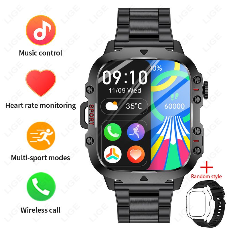 2025 New For Xiaomi Military Smart Watch Men IP68 5ATM Outdoor Sports Fitness Tracker Health Monitor 1.96" BT Call Smartwatch