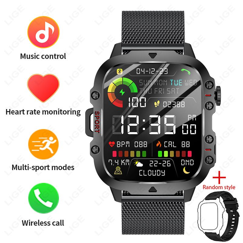 2025 New For Xiaomi Military Smart Watch Men IP68 5ATM Outdoor Sports Fitness Tracker Health Monitor 1.96" BT Call Smartwatch