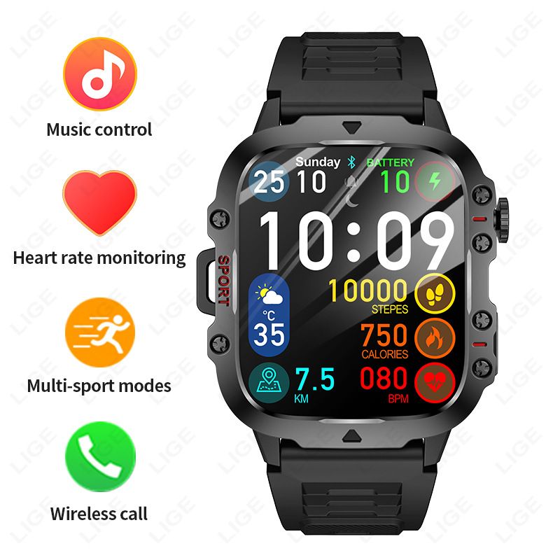 2025 New For Xiaomi Military Smart Watch Men IP68 5ATM Outdoor Sports Fitness Tracker Health Monitor 1.96" BT Call Smartwatch