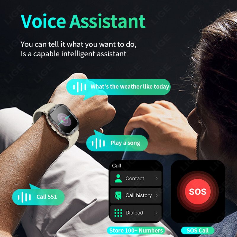 2025 New For Xiaomi Military Smart Watch Men IP68 5ATM Outdoor Sports Fitness Tracker Health Monitor 1.96" BT Call Smartwatch