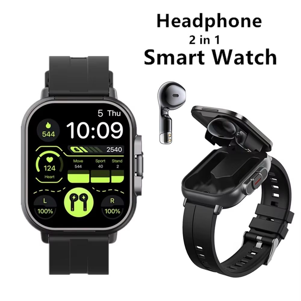 2025 CLAMADO TWS 2 In 1 Smart Sports Watch Wireless Bluetooth Headset Calling Health Monitor Fitness Record Watches With Headset