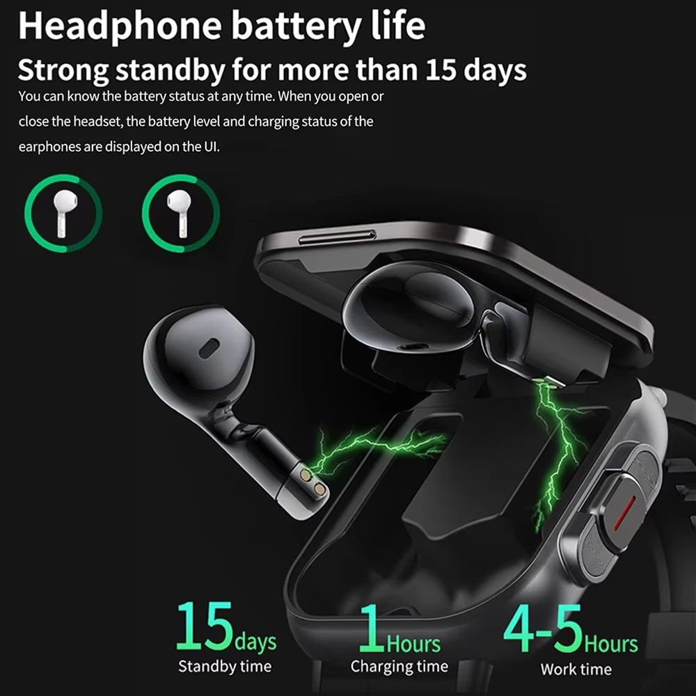 2025 CLAMADO TWS 2 In 1 Smart Sports Watch Wireless Bluetooth Headset Calling Health Monitor Fitness Record Watches With Headset