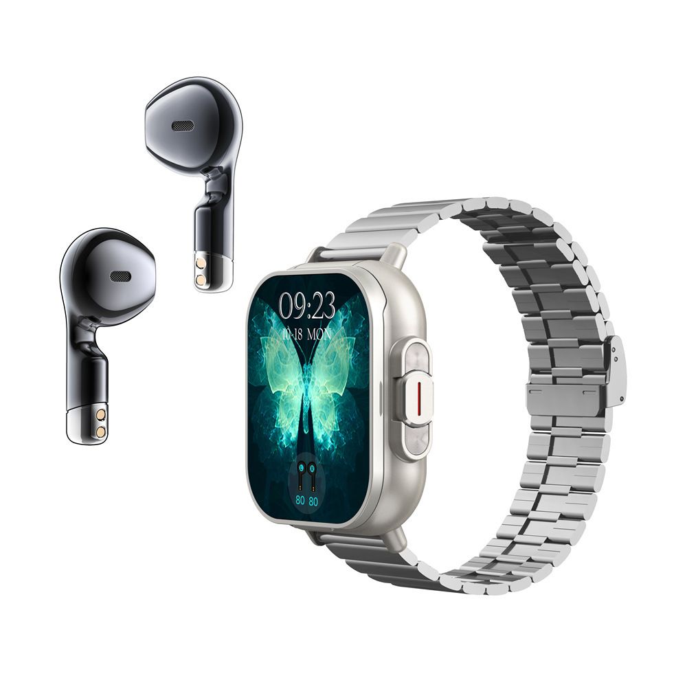 2025 CLAMADO TWS 2 In 1 Smart Sports Watch Wireless Bluetooth Headset Calling Health Monitor Fitness Record Watches With Headset