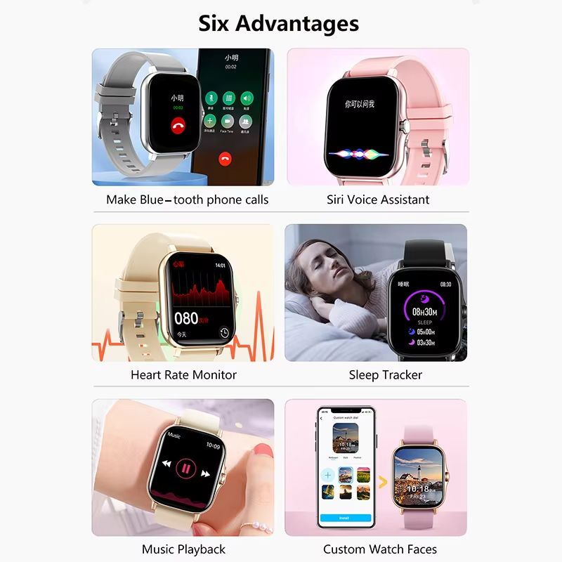 2025 CLAMADO Sport Smart Watch Fitness Clock Health Monitor Waterproof Smartwatch Bluetooth Call Watches for Men Women IOS Xiaomi Huawei