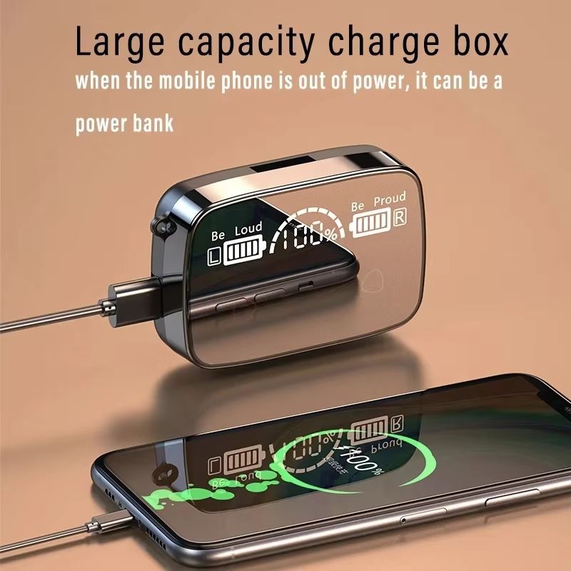 Smart Headphones M19 Bluetooth Headset Wireless Tws Gaming Support Noise-cancelling Touch In-ear Mini Emergency Power Bank Headset
