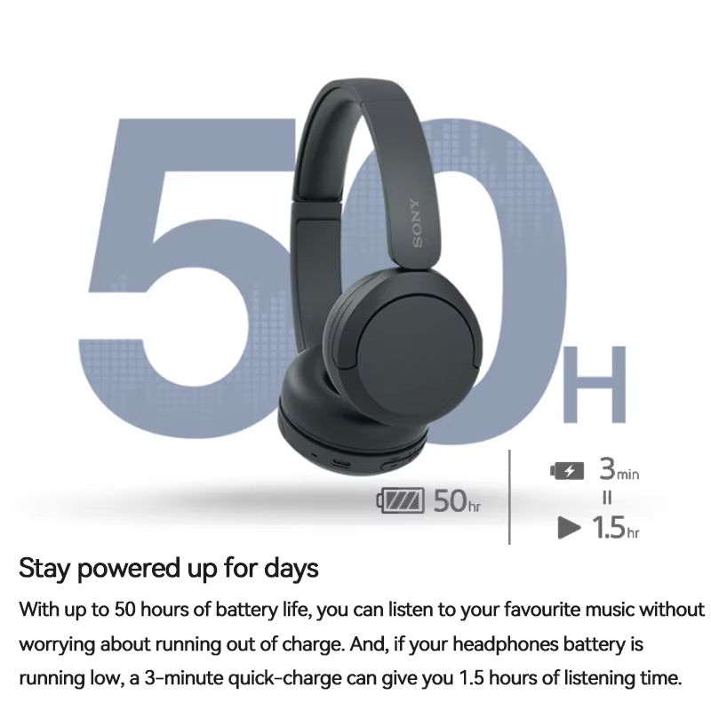Original Sony WH-CH520 Bluetooth Earphone Wireless Headphones Noise Cancelling Over-ear Headset Hi-Res Wireless 30hrs Playback