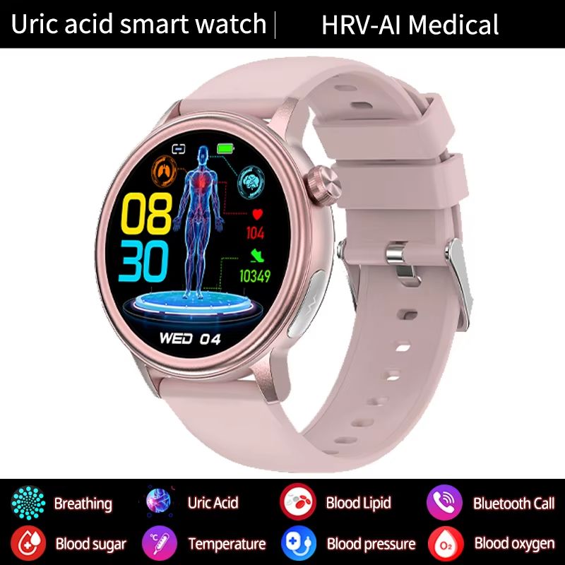 2025 New Medical Grade Blood Sugar Health Smart Watch Women ECG + PPG Blood Pressure Temperature Monitoring Bluetooth Call Watch