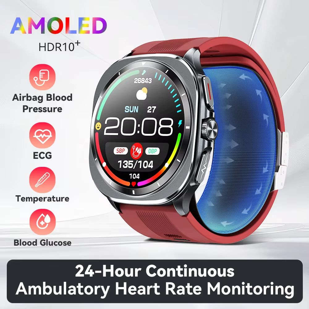 2025 New Air Pump Smart Watch Airbag Precision Measure Blood Sugar Sphygmomanometer Heart Rate ECG Uric Acid For Huawei Xiaomi