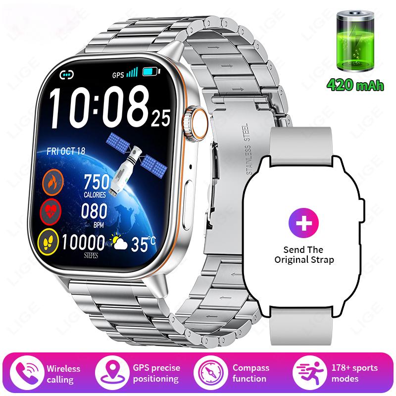 GPS Smartwatch Men Women Bluetooth Call Health Monitoring Compass Outdoor Sports Fashion Smart Watch Suitable For Huawei Xiaomi