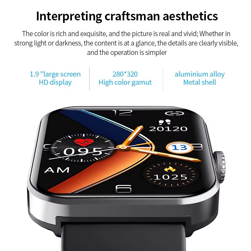 1.91-inch High-definition Large Screen Women Smart Watch Blood Oxygen Sugar 50+ Sport Men Smartwatch Temperature Monitoring