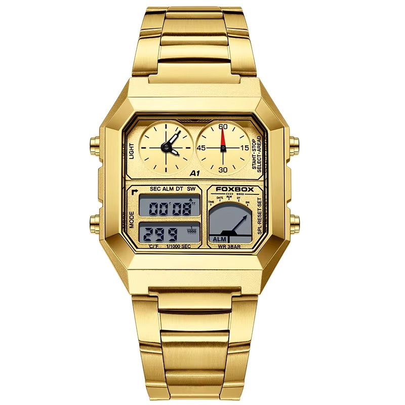 LIGE Clock Sports Men's Watches FOXBOX Brand Luxury Square Watch For Men Fashion Waterproof Dual Display Watch Relogio Masculino