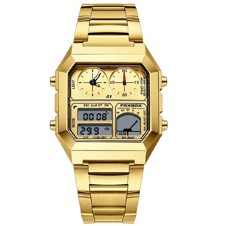 LIGE Clock Sports Men's Watches FOXBOX Brand Luxury Square Watch For Men Fashion Waterproof Dual Display Watch Relogio Masculino
