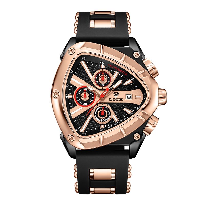 LIGE Fashion Triangle Mens Watch Sports Military Watches Men Luxury Waterproof Quartz Clock Man Chronograph Male Army Wristwatch