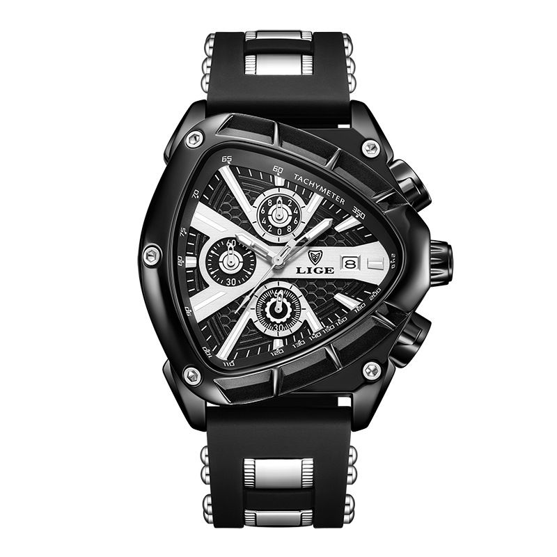 LIGE Fashion Triangle Mens Watch Sports Military Watches Men Luxury Waterproof Quartz Clock Man Chronograph Male Army Wristwatch
