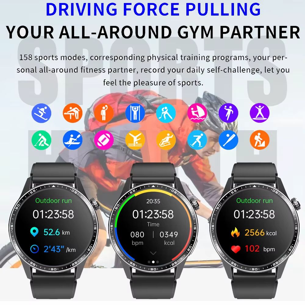 CLAMADO 2025 Hot Sell ECG Blood Sugar Glucose Smartwatch With 1.55 Inch HD Screen Bluetooth Call Smart Watch F400 For Android IOS