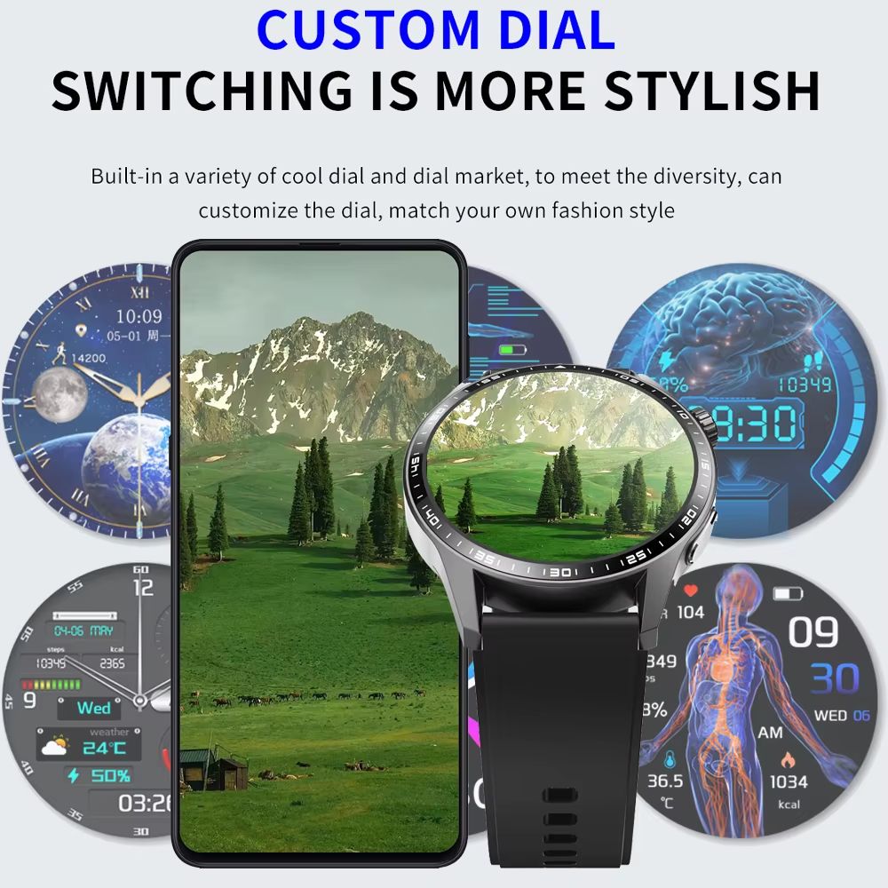 CLAMADO 2025 Hot Sell ECG Blood Sugar Glucose Smartwatch With 1.55 Inch HD Screen Bluetooth Call Smart Watch F400 For Android IOS