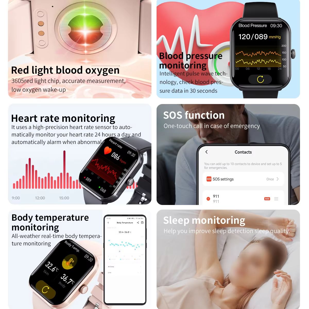 CLAMADO 2025 New Men Women Bluetooth Call Smart Watches 24 Hrs Blood Oxygen Health Monitoring F96 Sport Smartwatch Dropshipping