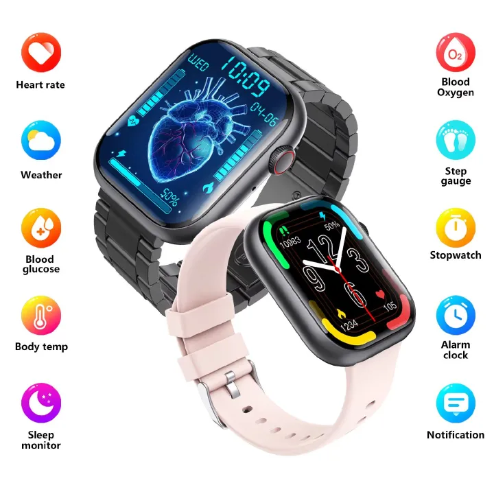 Bluetooth Talking Watch Detecting Blood Sugar Blood Pressure Heart Rate Multi-function SOS Alarm Exercise Pedometer Smart Watch