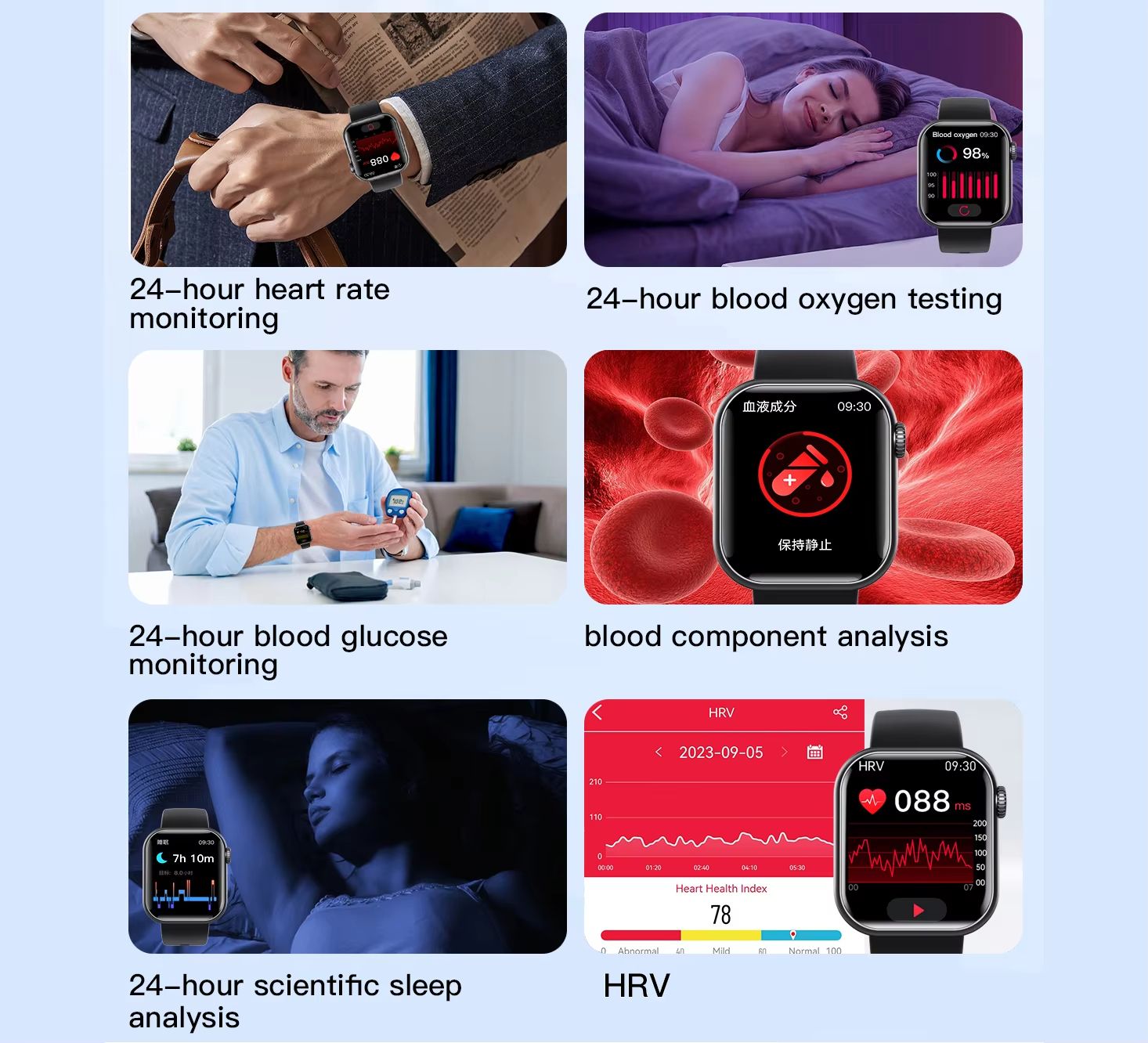 CLAMADO Bluetooth Call Smartwatch Men Women With Blood Glucose Sugar Red Light Blood Oxygen HRV Monitoring Sport Smart Watch F108