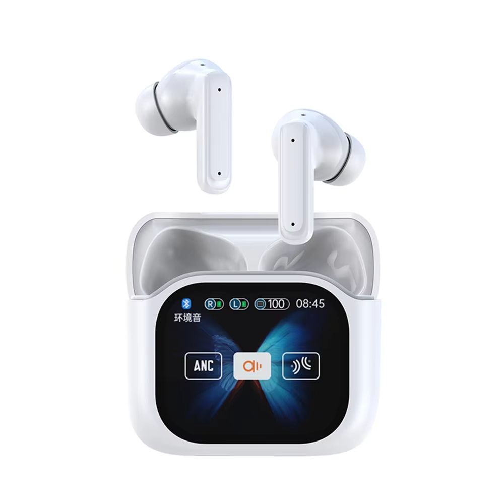 CLAMADO LED full color touch screen Bluetooth headset in-ear Exquisite Comfortable Earpads Deep Bass Bt Headphones Wireless TWS Earbuds ANC Active Noise Cancellation Earphone